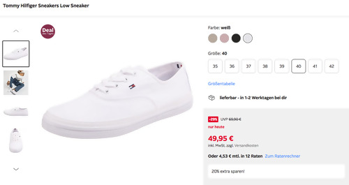 Otto.de - 20% Rabatt auf Mode: z.B. Tommy Hilfiger Damen Low Sneaker, versch. Farben und Größen Otto.de - 20% Rabatt auf Mode: z.B. Tommy Hilfiger Damen Low Sneaker, versch. Farben und Größen