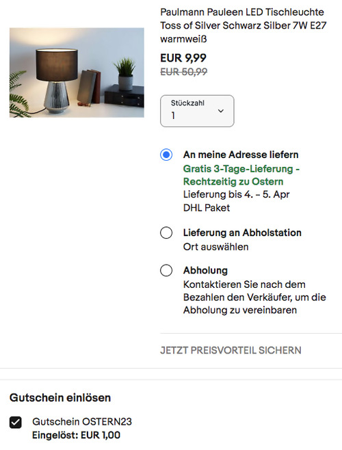 Paulmann Pauleen 48154 LED Tischleuchte Toss of Silver (385 mm hoch, 7W, warmweiß, E27) - jetzt 53% billiger