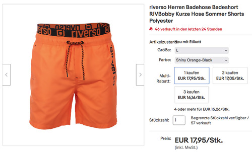 riverso Herren Badehose RIVBobby, versch. Farben und Größen (S-5XL) riverso Herren Badehose RIVBobby, versch. Farben und Größen (S-5XL)