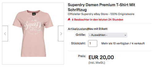 Superdry Damen Premium T-Shirt mit Schriftzug in Zart Pink, 36-42 Superdry Damen Premium T-Shirt mit Schriftzug in Zart Pink, 36-42