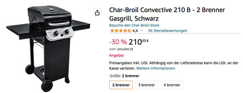 Char-Broil Convective 210 B - 2 Brenner Gasgrill - jetzt 16% billiger Char-Broil Convective 210 B - 2 Brenner Gasgrill - jetzt 16% billiger