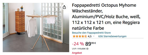 Foppapedretti Octopus Myhome Wäscheständer in Weiß/Natur, 112 x 112 x 121 cm Foppapedretti Octopus Myhome Wäscheständer in Weiß/Natur, 112 x 112 x 121 cm