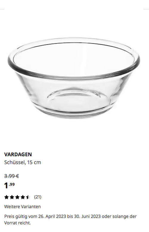IKEA Kassel - VARDAGEN Schüssel, Klarglas, 15 cm - jetzt 50% billiger IKEA Kassel - VARDAGEN Schüssel, Klarglas, 15 cm - jetzt 50% billiger