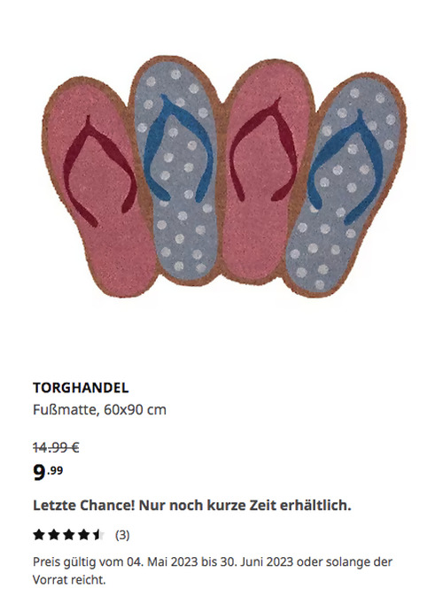 IKEA Mannheim - TORGHANDEL Fußmatte, 60x90 cm - jetzt 33% billiger