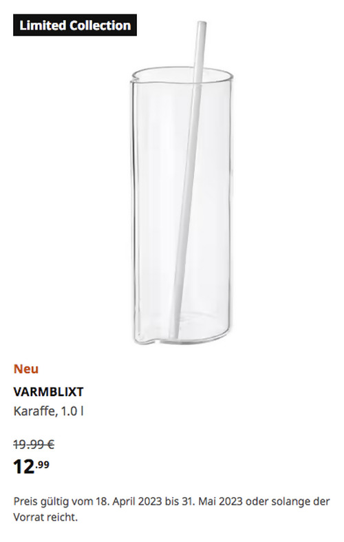 IKEA Wuppertal - VARMBLIXT Karaffe, Klarglas, 1.0 l IKEA Wuppertal - VARMBLIXT Karaffe, Klarglas, 1.0 l