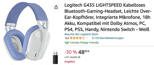 Logitech G435 LIGHTSPEED Bluetooth-Gaming-Headset in Weiß oder Blau Logitech G435 LIGHTSPEED Bluetooth-Gaming-Headset in Weiß oder Blau