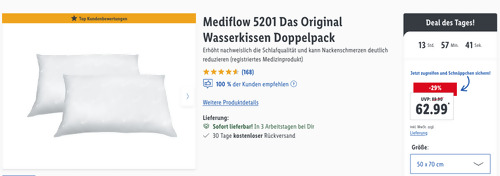 Mediflow 50 x 70 cm Das Original Wasserkissen Doppelpack Mediflow 50 x 70 cm Das Original Wasserkissen Doppelpack