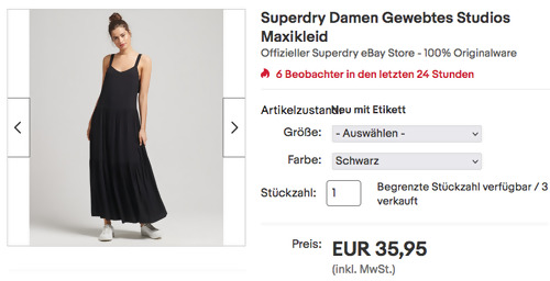 Superdry Damen Gewebtes Studios Maxikleid, versch. Farben und Größen (34-44) Superdry Damen Gewebtes Studios Maxikleid, versch. Farben und Größen (34-44)