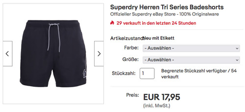 Superdry Herren Tri Series Badeshorts, versch. Farben und Größen (S-XXL) Superdry Herren Tri Series Badeshorts, versch. Farben und Größen (S-XXL)