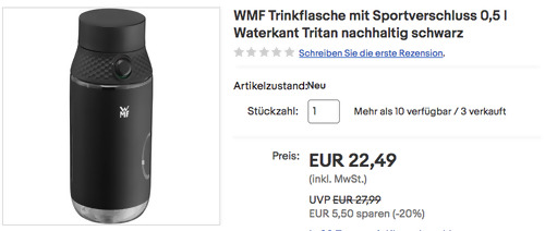 WMF Waterkant Tritan 0,5 l Trinkflasche mit Sportverschluss WMF Waterkant Tritan 0,5 l Trinkflasche mit Sportverschluss