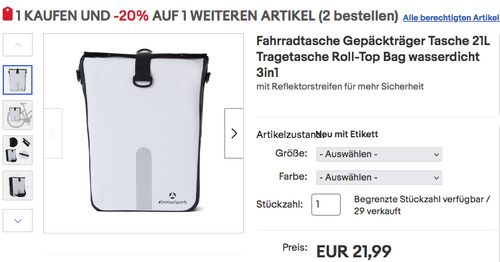 #DoYourOutdoor 3in1 21L Roll-Top Fahrradtasche in Weiß oder Rot #DoYourOutdoor 3in1 21L Roll-Top Fahrradtasche in Weiß oder Rot