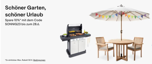 Ebay - 10% Rabatt auf Garten & Terrasse: z.B. 2x Songmics GCB19UV1 Sonnenliege mit Sonnendach - jetzt 10% billiger