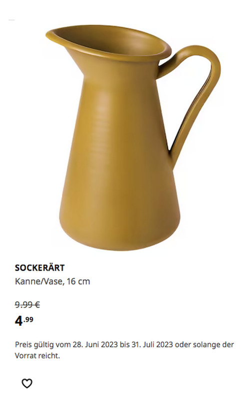 IKEA Braunschweig - SOCKERÄRT Kanne/Vase, gelb, 16 cm - jetzt 50% billiger IKEA Braunschweig - SOCKERÄRT Kanne/Vase, gelb, 16 cm - jetzt 50% billiger