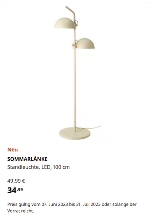 IKEA Essen - SOMMARLÅNKE Standleuchte, LED, beige/für draußen, 100 cm - jetzt 30% billiger IKEA Essen - SOMMARLÅNKE Standleuchte, LED, beige/für draußen, 100 cm - jetzt 30% billiger