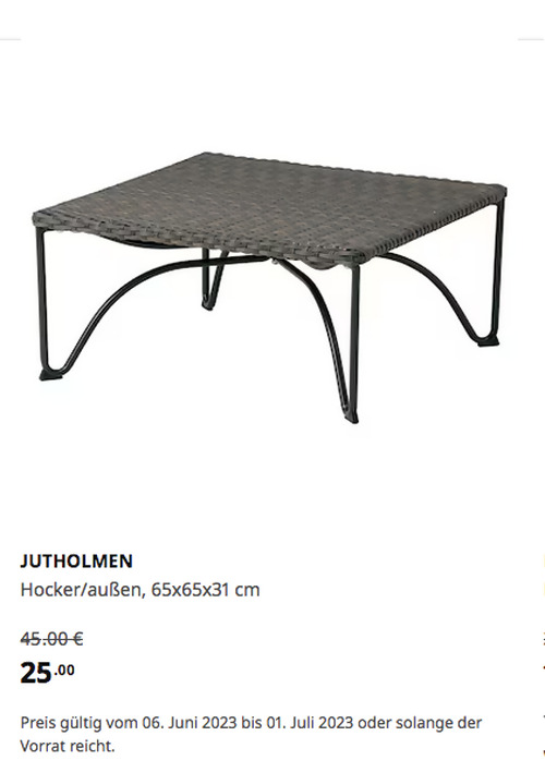 IKEA Hamburg-Schnelsen - JUTHOLMEN Hocker/außen, dunkel graubraun, 65x65x31 cm IKEA Hamburg-Schnelsen - JUTHOLMEN Hocker/außen, dunkel graubraun, 65x65x31 cm