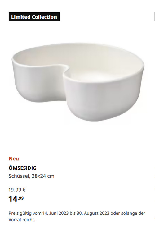 IKEA München-Brunnthal - ÖMSESIDIG Schüssel, weiß, 28x24 cm, Steinzeug - jetzt 25% billiger