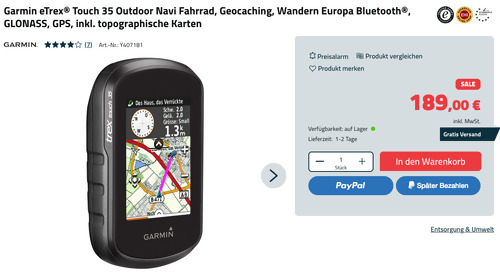 Garmin eTrex Touch 35 GPS-Outdoor-Navigationsgerät mit Topo Active Europakarte (2,6", IPX7, Bluetooth) Garmin eTrex Touch 35 GPS-Outdoor-Navigationsgerät mit Topo Active Europakarte (2,6", IPX7, Bluetooth)
