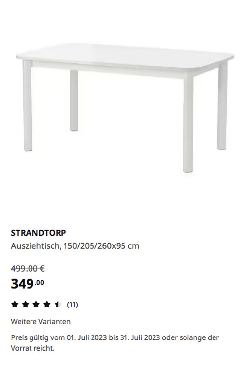 IKEA Hamburg-Moorfleet - STRANDTORP Ausziehtisch, weiß, 150/205/260x95 cm - jetzt 30% billiger IKEA Hamburg-Moorfleet - STRANDTORP Ausziehtisch, weiß, 150/205/260x95 cm - jetzt 30% billiger
