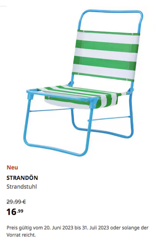 IKEA Wuppertal - STRANDÖN Strandstuhl, weiß grün/blau IKEA Wuppertal - STRANDÖN Strandstuhl, weiß grün/blau