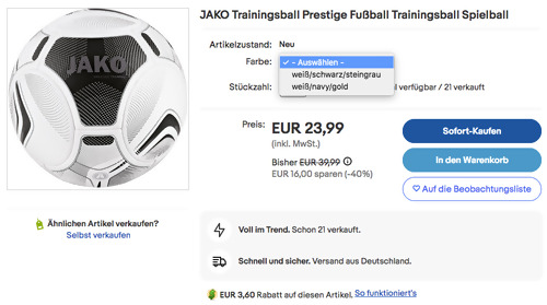 JAKO 2307 Fußball Trainingsball Prestige in Weiß/Schwarz/Steingrau oder Weiß/Navy/Gold JAKO 2307 Fußball Trainingsball Prestige in Weiß/Schwarz/Steingrau oder Weiß/Navy/Gold