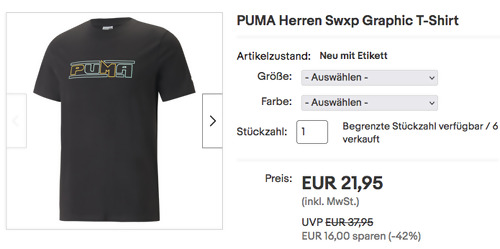 PUMA Herren Swxp Graphic T-Shirt in Schwarz, XS - L PUMA Herren Swxp Graphic T-Shirt in Schwarz, XS - L