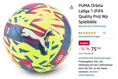 PUMA Orbita Laliga 1 (FIFA Quality Pro) Fußball in Lemon Tonic-Rote Beete Lila-Blau Atoll PUMA Orbita Laliga 1 (FIFA Quality Pro) Fußball in Lemon Tonic-Rote Beete Lila-Blau Atoll