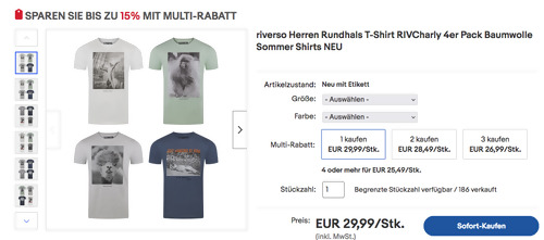 riverso Herren Rundhals T-Shirt RIVCharly 4er Pack, versch. Farben und Größen (S-5XL) riverso Herren Rundhals T-Shirt RIVCharly 4er Pack, versch. Farben und Größen (S-5XL)