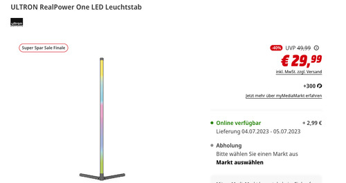 ULTRON RealPower One LED Leuchtstab (8 Watt, Musiksensor) - jetzt 38% billiger ULTRON RealPower One LED Leuchtstab (8 Watt, Musiksensor) - jetzt 38% billiger