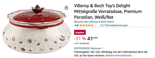 Villeroy & Boch 20 cm Toy's Delight Vorratsdose, Premium Porzellan - jetzt 21% billiger Villeroy & Boch 20 cm Toy's Delight Vorratsdose, Premium Porzellan - jetzt 21% billiger