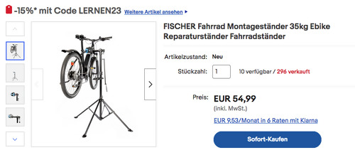 FISCHER 50468 Fahrrad E-Bike Montageständer Premium 35kg FISCHER 50468 Fahrrad E-Bike Montageständer Premium 35kg