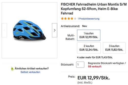 FISCHER Fahrradhelm Urban Montis S/M in Blau, 52 bis 59 cm FISCHER Fahrradhelm Urban Montis S/M in Blau, 52 bis 59 cm