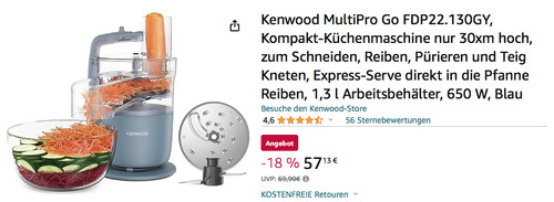 Kenwood MultiPro Go FDP22.?130GY Kompakt-Küchenmaschine (Schneiden, Reiben, Pürieren) Kenwood MultiPro Go FDP22.?130GY Kompakt-Küchenmaschine (Schneiden, Reiben, Pürieren)