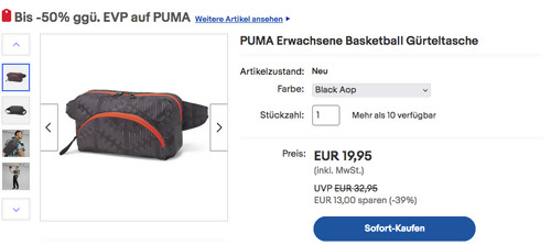 PUMA Basketball Gürteltasche in Black Aop, OneSize PUMA Basketball Gürteltasche in Black Aop, OneSize