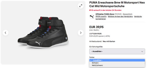 PUMA Erwachsene BMW M Motorsport Neo Cat Mid Motorsportschuhe in Schwarz oder Weiß/Schwarz, 36-47 PUMA Erwachsene BMW M Motorsport Neo Cat Mid Motorsportschuhe in Schwarz oder Weiß/Schwarz, 36-47