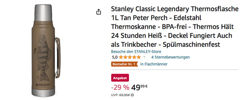 Stanley Classic Legendary "Tan Peter Perch" 1L Thermosflasche Stanley Classic Legendary "Tan Peter Perch" 1L Thermosflasche