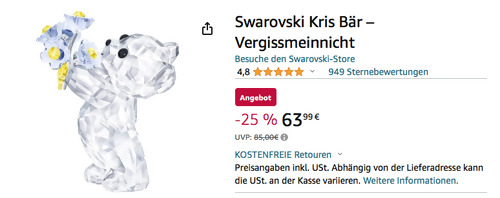 Swarovski Kris Bär "Vergissmeinnicht" Figur, 4.5 x 2.6 x 3.7 cm Swarovski Kris Bär "Vergissmeinnicht" Figur, 4.5 x 2.6 x 3.7 cm