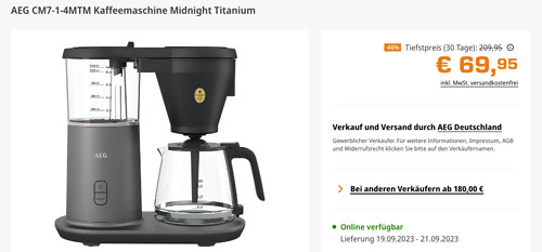 AEG CM7-1-4MTM Kaffeemaschine in Midnight Titanium AEG CM7-1-4MTM Kaffeemaschine in Midnight Titanium