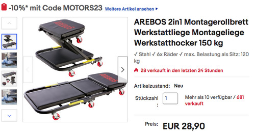 AREBOS 2in1 Montagerollbrett (6 bewegliche Rollen) AREBOS 2in1 Montagerollbrett (6 bewegliche Rollen)