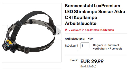 Brennenstuhl 1177320 LuxPremium LED Akku CRI Kopflampe SL 350 AFT (350lm, bis zu 40h Leuchtdauer) Brennenstuhl 1177320 LuxPremium LED Akku CRI Kopflampe SL 350 AFT (350lm, bis zu 40h Leuchtdauer)