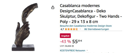 Casablanca 89236 Dekofigur "Two Hands" in Bronzefarben (29 cm, Poly) Casablanca 89236 Dekofigur "Two Hands" in Bronzefarben (29 cm, Poly)