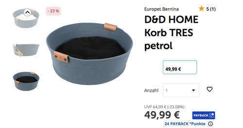 D&D HOME Katzenkorb TRES petrol, 57 × 20 cm D&D HOME Katzenkorb TRES petrol, 57 × 20 cm