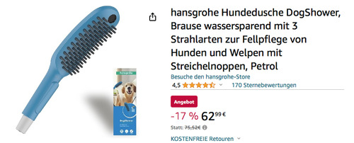 hansgrohe Hundedusche DogShower in Petrol, 3 Strahlarten zur Fellpflege von Hunden und Welpen hansgrohe Hundedusche DogShower in Petrol, 3 Strahlarten zur Fellpflege von Hunden und Welpen