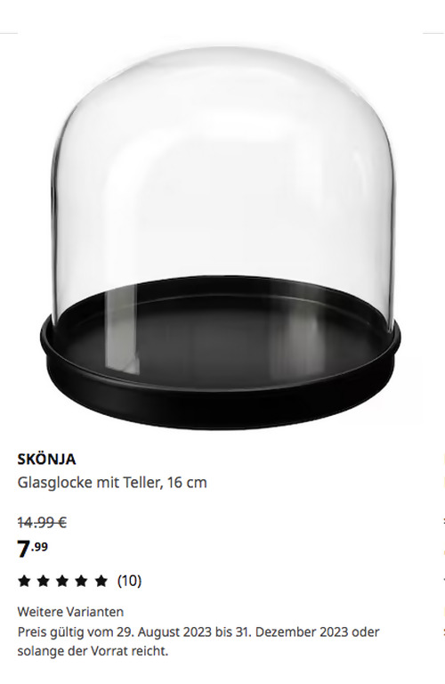 IKEA Frankfurt - SKÖNJA Glasglocke mit Teller, Klarglas/schwarz, 16 cm IKEA Frankfurt - SKÖNJA Glasglocke mit Teller, Klarglas/schwarz, 16 cm