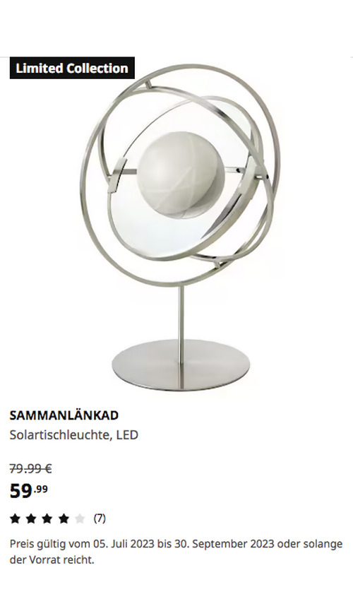 IKEA Freiburg - SAMMANLÄNKAD Solartischleuchte, LED, 44 cm hoch IKEA Freiburg - SAMMANLÄNKAD Solartischleuchte, LED, 44 cm hoch