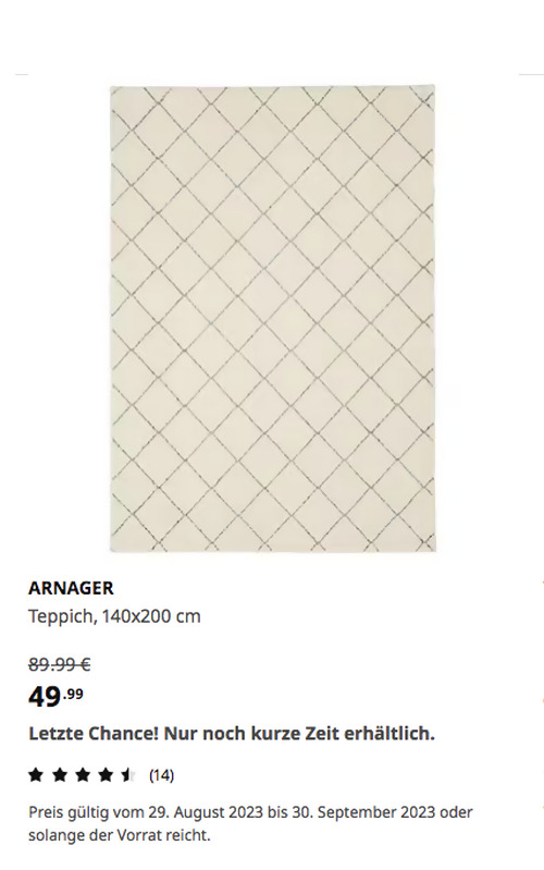IKEA Hamburg-Schnelsen - ARNAGER Teppich, weiß/beige, 140x200 cm IKEA Hamburg-Schnelsen - ARNAGER Teppich, weiß/beige, 140x200 cm