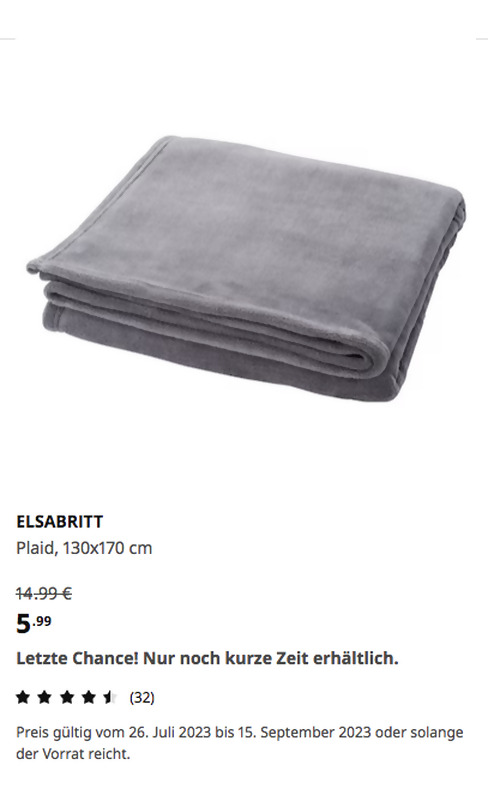 IKEA Ludwigsburg - ELSABRITT Plaid, grau, 130x170 cm IKEA Ludwigsburg - ELSABRITT Plaid, grau, 130x170 cm