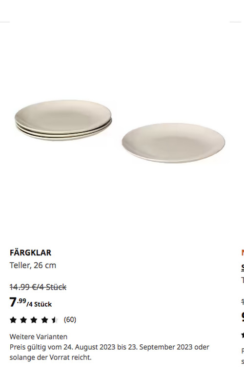 IKEA Sindelfingen - FÄRGKLAR Teller, glänzend beige, 26 cm, Steinzeug, 4 Stück IKEA Sindelfingen - FÄRGKLAR Teller, glänzend beige, 26 cm, Steinzeug, 4 Stück