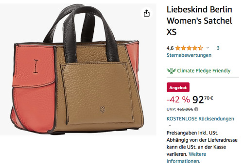 Liebeskind Berlin Women's Satchel XS Handtasche in Tiramisu Liebeskind Berlin Women's Satchel XS Handtasche in Tiramisu
