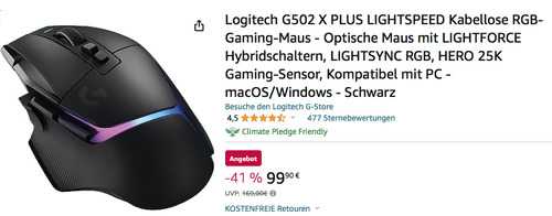 Logitech G502 X PLUS LIGHTSPEED Kabellose RGB-Gaming-Maus in Schwarz oder Weiß Logitech G502 X PLUS LIGHTSPEED Kabellose RGB-Gaming-Maus in Schwarz oder Weiß