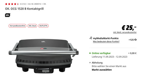 OK. OCG 1520 B Kontaktgrill, 1500 Watt OK. OCG 1520 B Kontaktgrill, 1500 Watt